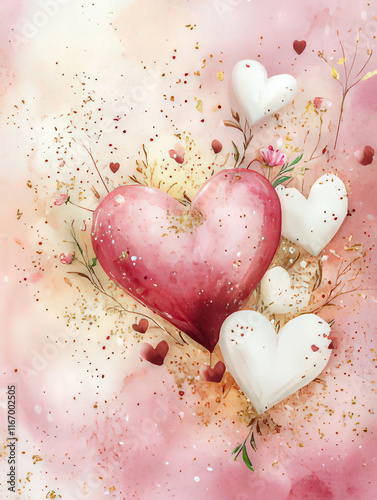 elegant Valentine's day design with colorful hearts, valentine's day card, background