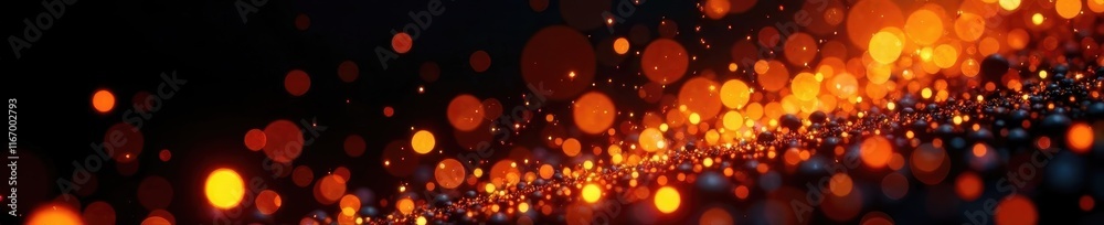 Obraz premium Fiery orange sparks cascade downwards in black, art, picture, night