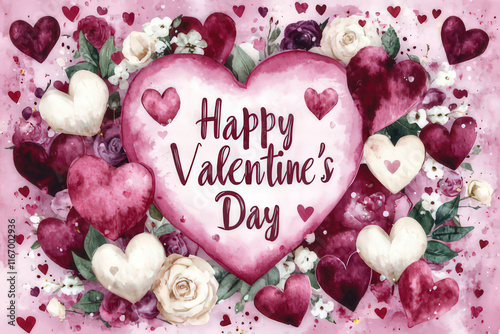 elegant Valentine's day design with hearts and flowers on black ground, valentine's day card, background