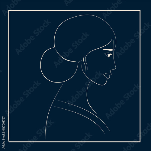 Line art. Portrait of an Indian girl