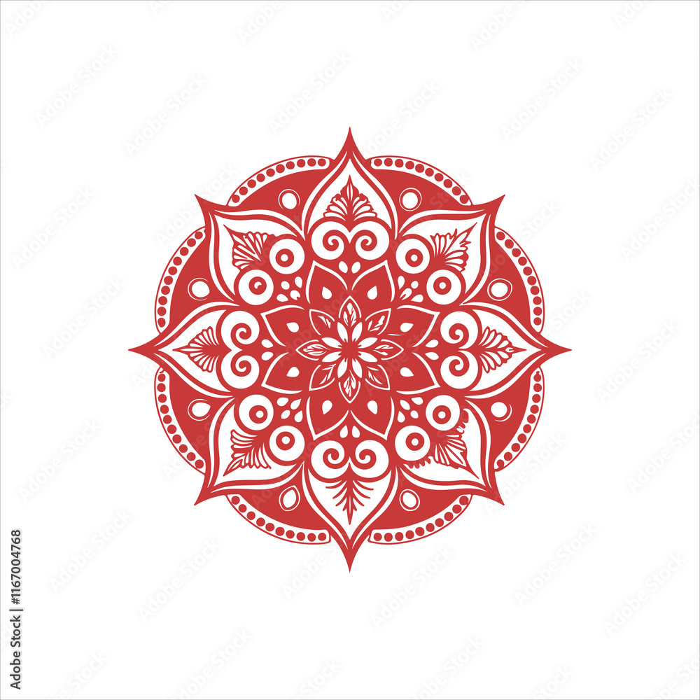 Top view of a ceramic plate showcasing a detailed floral mandala design in vibrant orange and teal colors, isolated on white background. Top view of a ceramic plate showcasing a detailed floral mandala design in vibrant orange and teal colors, isolated on white background.