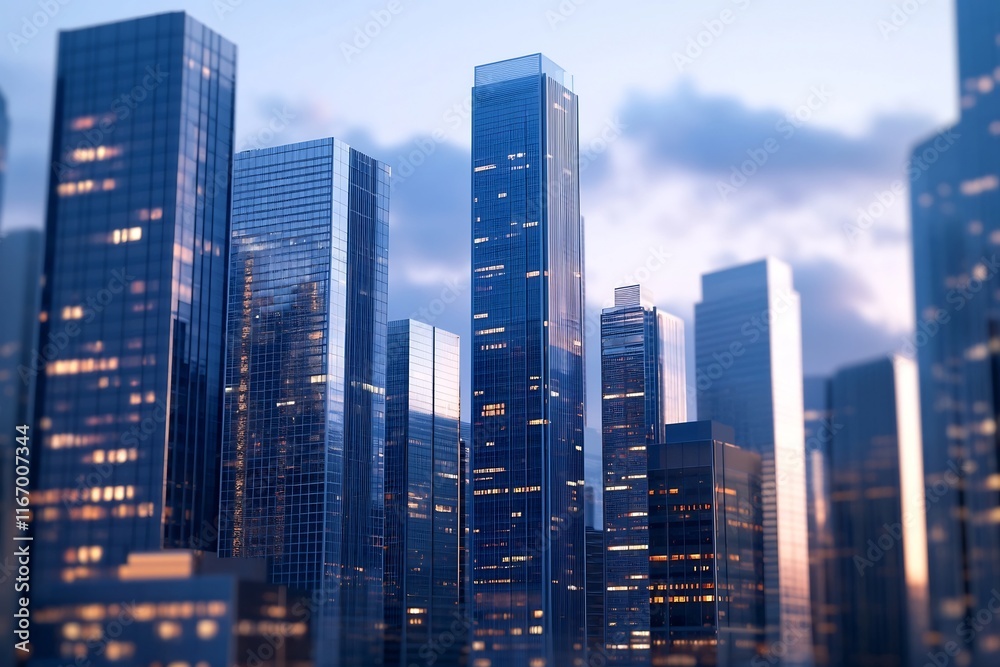 Towering Modern Skyline Sleek Architectural Cityscape with Gleaming Glass Facades Towering Modern Skyline Sleek Architectural Cityscape with Gleaming Glass Facades