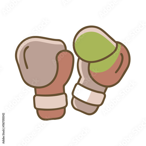 Boxing gloves icon in playful style on white background