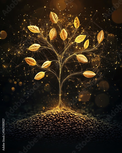 Futuristic abstract background showcasing the concept of growth through a complex tree network photo