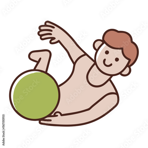 Dodgeball icon with a smiling boy playing with a green ball