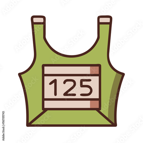 Race bib icon with number 125 on green background