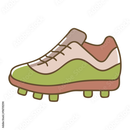 Soccer cleats icon in green and brown color scheme