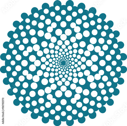 Abstract blue dots circles radial pattern vector art generated Ai