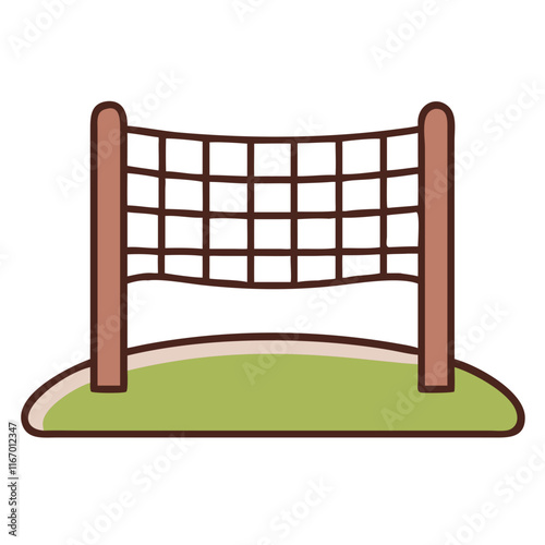 Tennis net icon with green ball against a simple background