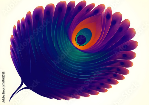 Abstract Peacock feather, krishna feather, peacock bird colorful feather art, krishna mor pankh, mor pankha, peacock bird feather illustration, peacock feather logo, icon, element, peacock feather