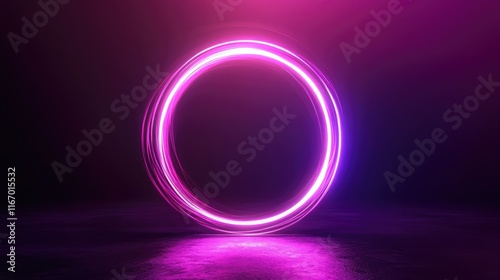 Magic circle light effect. Bright sphere lens. Rotating lines. Glow ring. Magic neon ball. Led blurred swirl. Spiral glint lines. HUD.