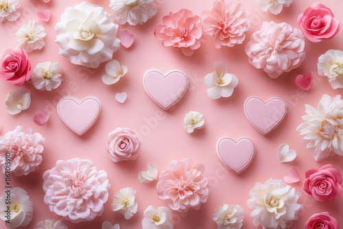 Pink hearts on light pink ground , Valentine's Day Card, Background