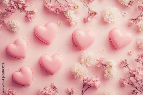 Pink hearts on light pink ground , Valentine's Day Card, Background