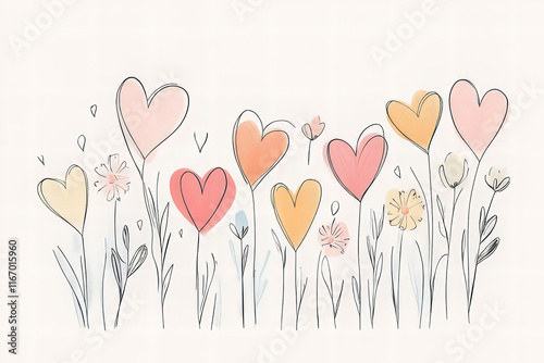 Colorful and elegant Illustration of hearts on light ground with space for text, Valentine's Day Card, Background