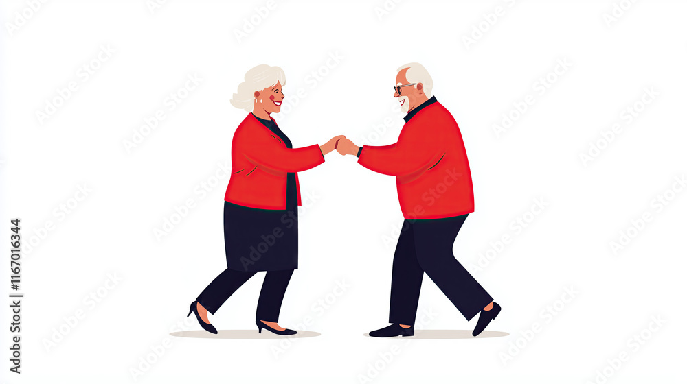 Elderly couple dancing, a flat vector illustration Elderly couple dancing, a flat vector illustration