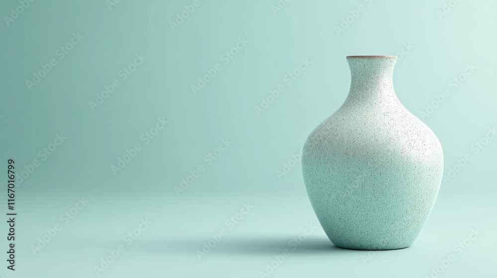 Teal ceramic vase on a mint background. Teal ceramic vase on a mint background.