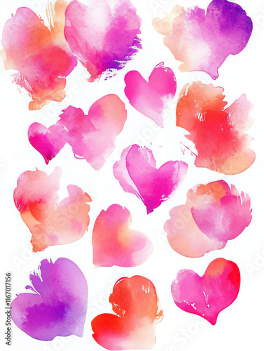 Colorful hearts on white ground, Valentine's Day Card, Background