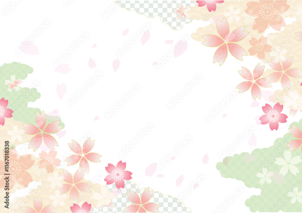 Obraz premium 桜, 正月, 背景, イラスト, ひな祭り, 節分, イースター, 春, 水彩, 花びら, 花, 卒業, 入学, 光, コピースペース, ベクター, ピンク, 自然, 質感, フレーム, 模様, フローラル, デザイン、イースター、イベント