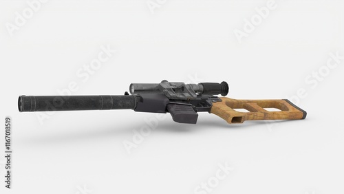 VSS vintorez gun fall with white background photo