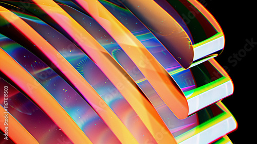 Wallpaper Mural Abstract Stacked Glass Layers with Prism Colors Wallpaper
 Torontodigital.ca