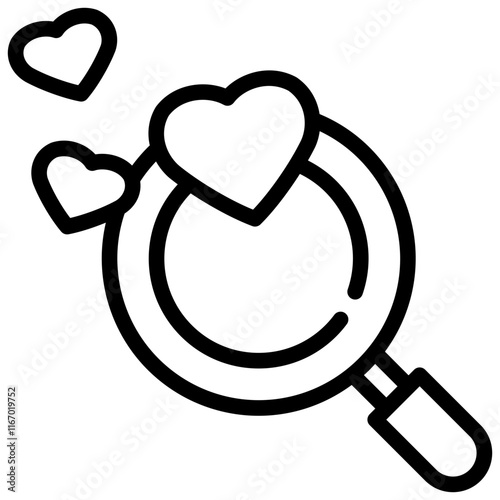 finding search heart love magnifying simple line icon