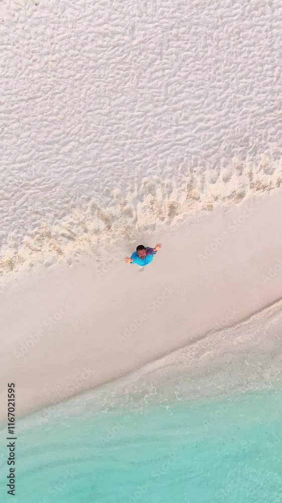 Drone bird's eye effect on a paradise beach Drone bird's eye effect on a paradise beach