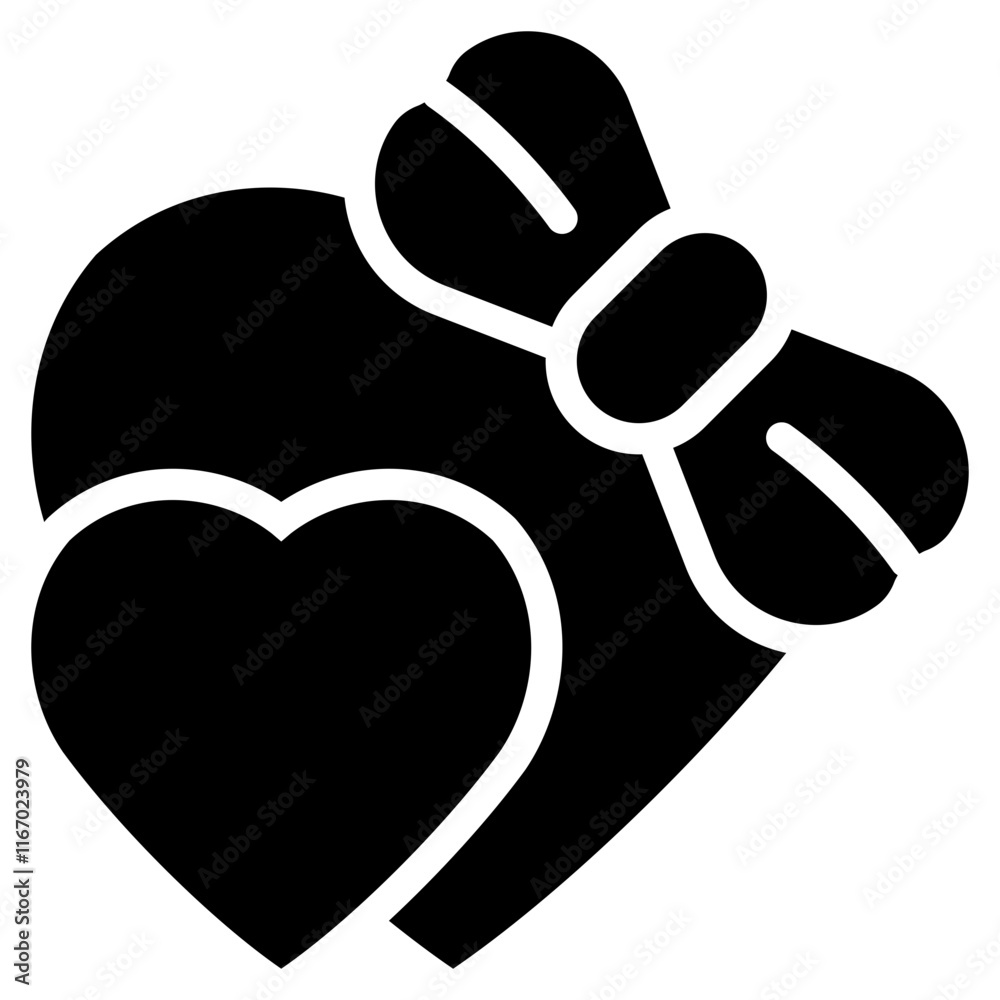 couple happy gift heart love solid glyph icon couple happy gift heart love solid glyph icon