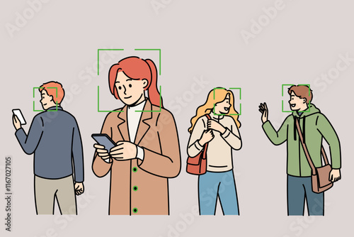 Big brother monitors people and identifies individuals using cameras and biometric facial recognition. Problem of big brother in modern metropolis, and introduction of cctv systems equipped with ai