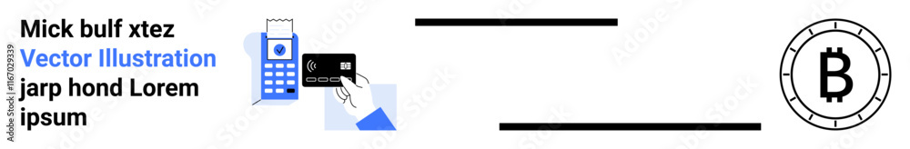 Credit card transaction next to a calculator. Hand holding a card with a small chart. Bitcoin symbol representing cryptocurrency. Ideal for finance, technology, e-commerce, digital transactions Credit card transaction next to a calculator. Hand holding a card with a small chart. Bitcoin symbol representing cryptocurrency. Ideal for finance, technology, e-commerce, digital transactions