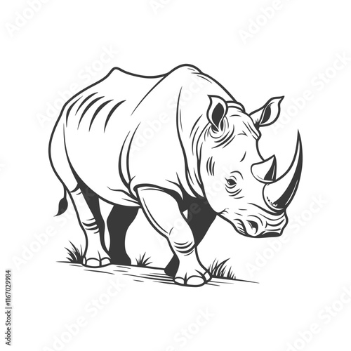 Rhinoceros vector art and illustration