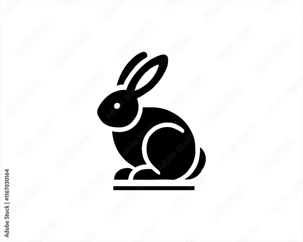 Rabbit logo design icon symbol vector illustration. Simple silhouette. Flat style. Black Rabbit. Rabbit logo design icon symbol vector illustration. Simple silhouette. Flat style. Black Rabbit.