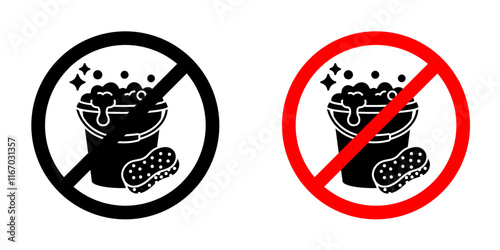 Cleaning bucket with sponge sign vector