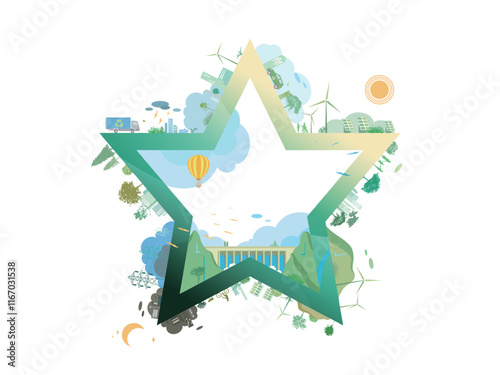 ESG and ECO friendly community A030 star with green environmental shows the Infinite possibilities for environment vector illustration graphic EPS 10
