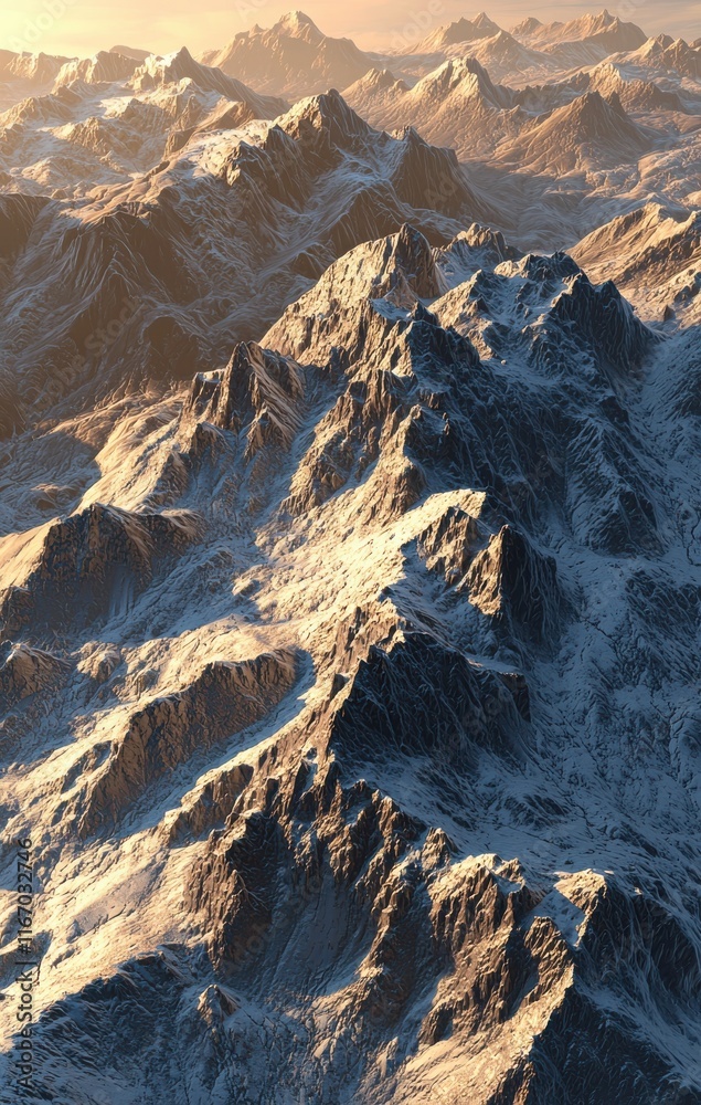 Fototapeta premium Majestic Snow-Capped Mountain Range at Sunset