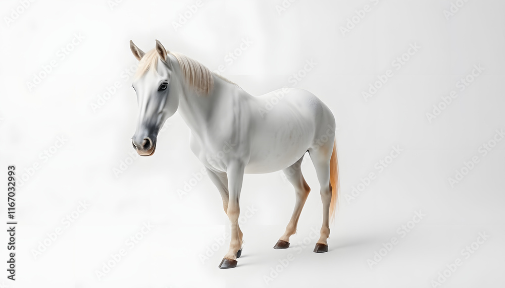 Obraz premium White horse isolated on white background, studio lighting. isolated with white highlights
