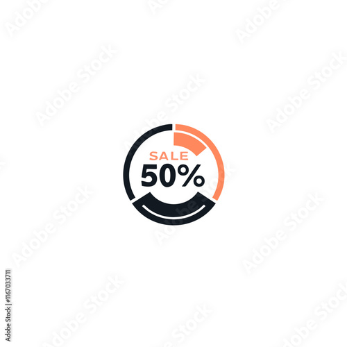 Sale -50%  logo vector illustration. Round icon for sales, simple modern design.