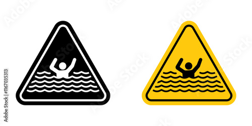 Risk of drowning warning sign vector