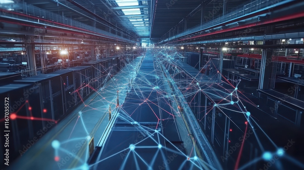 Industrial Internet of Things Smart Factory Data Network Visualization