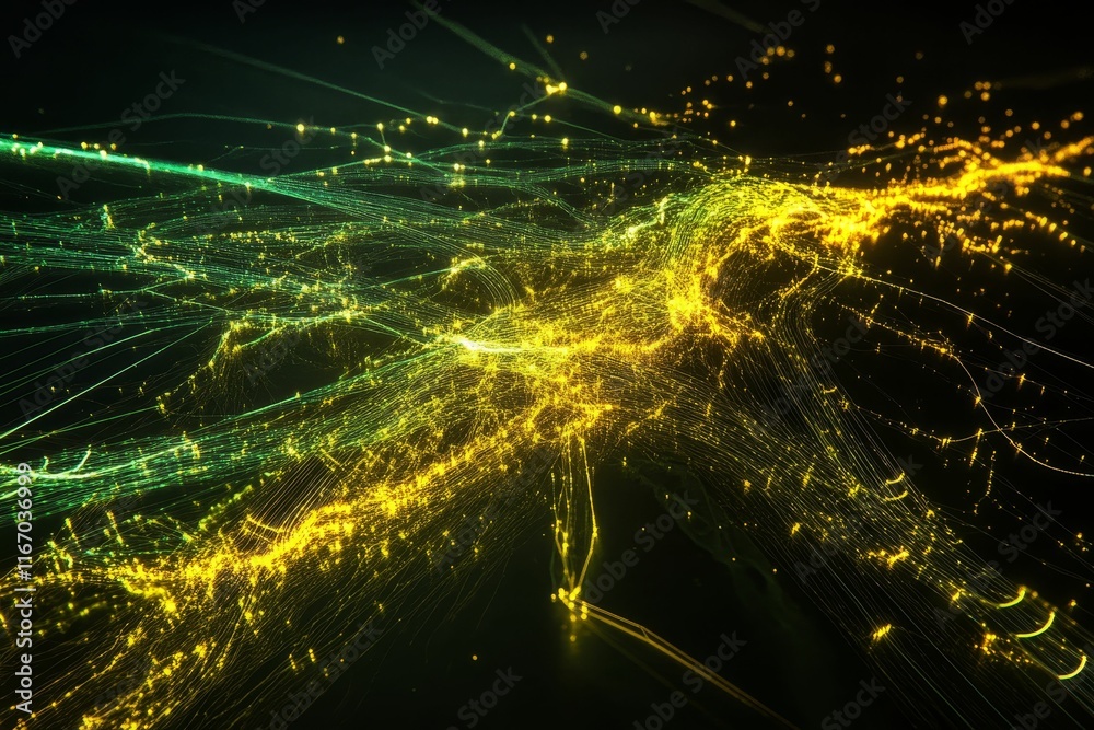 Abstract glowing lines and points, dark background. Abstract glowing lines and points, dark background.