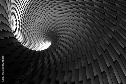 Fototapeta Naklejka Na Ścianę i Meble -  Spiral geometric tunnel with interlocking pattern for modern design. 3d render