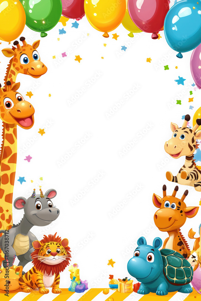 Fototapeta premium Colorful Children's Birthday Invitation Design