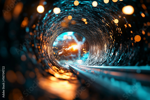 Wallpaper Mural A glowing wormhole surrounded by streaks of light draws a spacecraft into the unknown, capturing the thrill of exploring the final frontier Torontodigital.ca