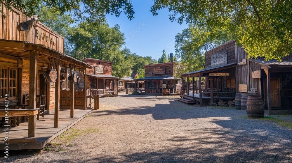 Old cowboy western town with saloons. Created using technology. Old cowboy western town with saloons. Created using technology.