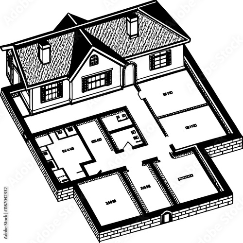 "Editable Vector Sketch of Building Blueprint Design"