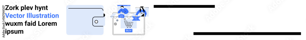 Digital wallet icon next to online shopping cart with credit card symbol. Ideal for e-commerce, online payments, virtual transactions, digital finance, web stores, retail apps, fintech. Landing page Digital wallet icon next to online shopping cart with credit card symbol. Ideal for e-commerce, online payments, virtual transactions, digital finance, web stores, retail apps, fintech. Landing page