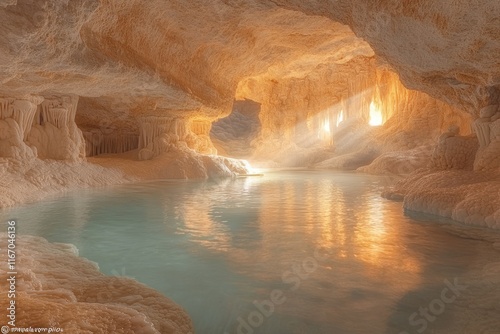 Stalactite Cave Interior of Neptune's Grotto in Alghero Sardinia Italy photo