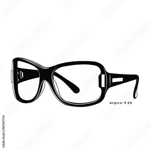 Black optical glasses on white background 