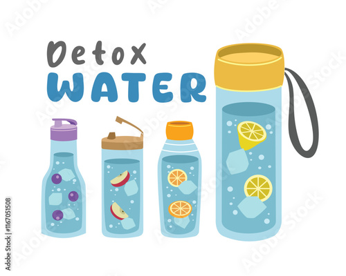 Detox water. Infused water. Berry ice water. Apple ice drink. Orange drink. Lime sparkling ice. Fruit flavored drinks.
