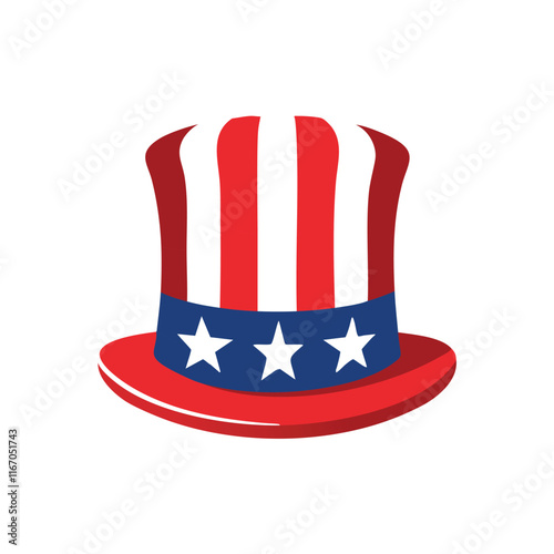 Uncle Sam hat icon isolated on, American hat, Flat Vector illustration
