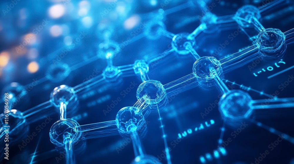 Digital Molecular Network Blue Abstract Science Technology. Digital Molecular Network Blue Abstract Science Technology.